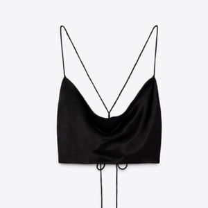 Zara cropped satin silk top XS open back